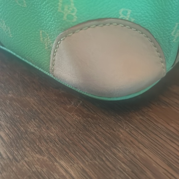 Dooney & Bourke Lime Green Coated Canvas Signature Print Satchel - Picture 4 of 16